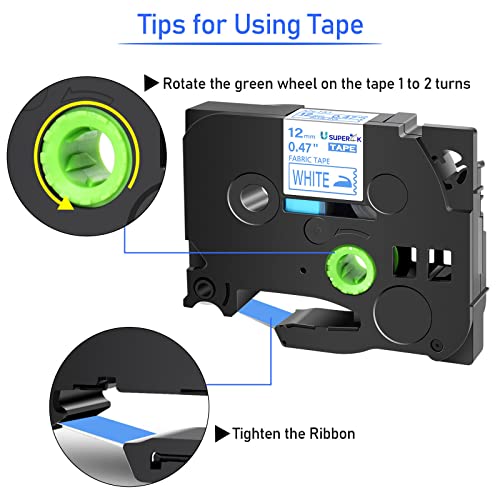 USUPERINK 3PK Compatible for Brother P-Touch Cloth Fabric Tape TZe-FA3 TZ-FA3 Blue on White Iron-on Clothing Label TZe TZ Label Tape for PT-D400 PT-D400AD PT-D400VP PT-D450