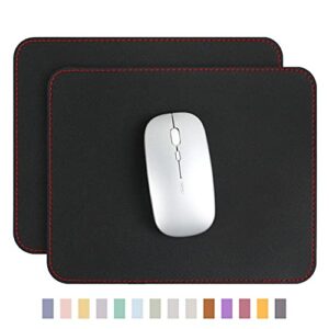 ysagi 2 pack mouse pads, ultra thin waterproof pvc leather mouse pad,stitched edges,works for computers, laptop,all types of mouse pad, office/home(7.87”×9.84”,2 pack, black)