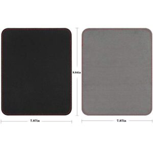 YSAGi 2 Pack Mouse Pads, Ultra Thin Waterproof PVC Leather Mouse Pad,Stitched Edges,Works for Computers, Laptop,All Types of Mouse pad, Office/Home(7.87''×9.84'',2 Pack, Black)