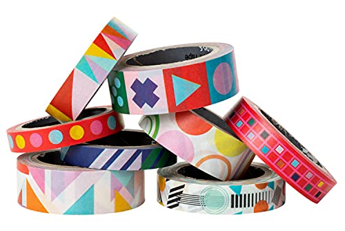 Scotch Washi Tape, Geo Madness Design, 8 Rolls, Great for Bullet Journaling, Scrapbooking and DIY Décor (C1017-8-P18)