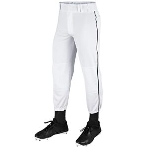 champro traditional fit triple crown classic baseball pants with contrast-color braid piping and reinforced sliding areas, white, black pin, medium