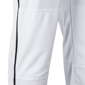 CHAMPRO Traditional Fit Triple Crown Classic Baseball Pants with Contrast-Color Braid Piping and Reinforced Sliding Areas, White, Black Pin, Medium