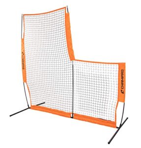 champro mvp portable lightweight protective l-screen, baseball/softball pitcher’s net, 7′ x 7′ orange