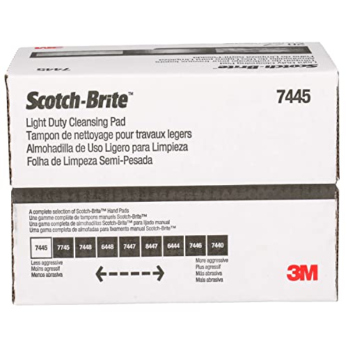 Scotch-Brite Light Cleansing Hand Pad 7445 - Mild Abrasive Hand Sanding Pad - White Hand Pad - For Metal, Vinyl, Porcelain - 6" x 9"