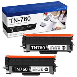 molimer tn760 toner compatible tn-760 toner cartridge replacement for brother tn 760 dcp-l2550dw mfc-l2750dw mfc-l2750dwxl hl-l2350dw hl-l2395dw printer toner high yield (2 pack, black)