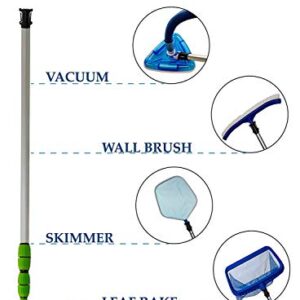 Aqua Select Maintenance Kit | Includes EZ-Clip 7' - 21' Telescopic Pole, Pool Brush, Leaf Skimmer and Pool Rake for Above Ground and Inground Swimming Pools