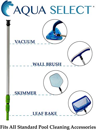 Aqua Select Maintenance Kit | Includes EZ-Clip 7' - 21' Telescopic Pole, Pool Brush, Leaf Skimmer and Pool Rake for Above Ground and Inground Swimming Pools