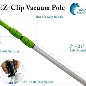 Aqua Select Maintenance Kit | Includes EZ-Clip 7' - 21' Telescopic Pole, Pool Brush, Leaf Skimmer and Pool Rake for Above Ground and Inground Swimming Pools