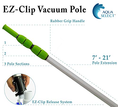 Aqua Select Maintenance Kit | Includes EZ-Clip 7' - 21' Telescopic Pole, Pool Brush, Leaf Skimmer and Pool Rake for Above Ground and Inground Swimming Pools