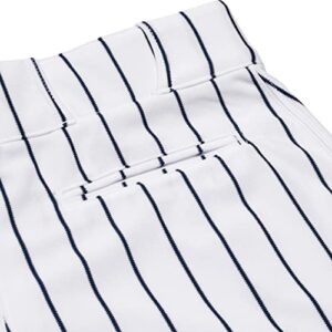 CHAMPRO Traditional Fit Triple Crown Classic Baseball Pants with Knit-in Pinstripes and Reinforced Sliding Areas, White, Navy pin, Medium