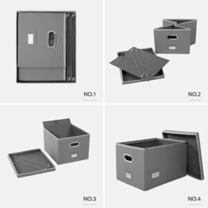 DYWMM File Organizer Box -Document Organizer Storage for Office-Collapsible Leather File Cabinet for Easy File Folder Storage -Easy Slide Durable Hanging File Box (16.7 x 13.6 x 11.2 inches, Gray)