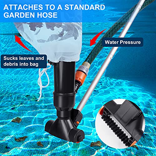 BLIKA Small Above Ground Pool and Spa Vacuum, Upgraded Portable Pool Vacuum Jet Underwater Cleaner with Scrub Brushes & Leaf Bag