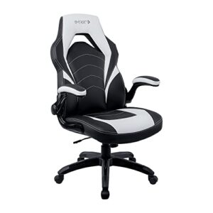 staples bonded leather gaming chair, black and white (55172)