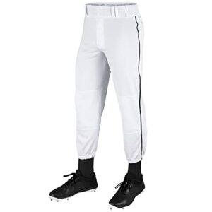 CHAMPRO Triple Crown Classic Baseball Pant with Braid, White, Black Pipe, Medium