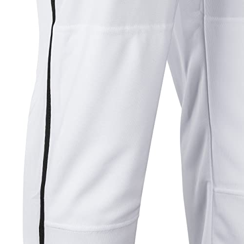 CHAMPRO Triple Crown Classic Baseball Pant with Braid, White, Black Pipe, Medium