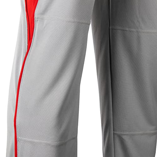 CHAMPRO Triple Crown OB2 Open-Bottom Loose Fit Baseball Pants with Adjustable Inseam and Reinforced Sliding Areas, Grey, Scarlet, x-Large