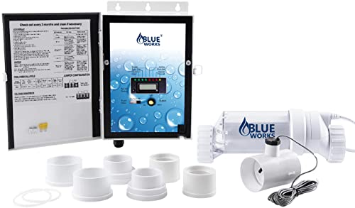 BLUE WORKS Saltwater Pool System Salt Pool - up to 40,000 Gallons Pool, Salt Chlorine Generator for Inground Pool, 2 Year USA Warranty, Clear