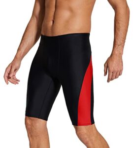 devoropa men’s swim jammers athletic swimwear racing training swimsuit upf 50+ swimming lap shorts quick dry bathing suit black/red xl