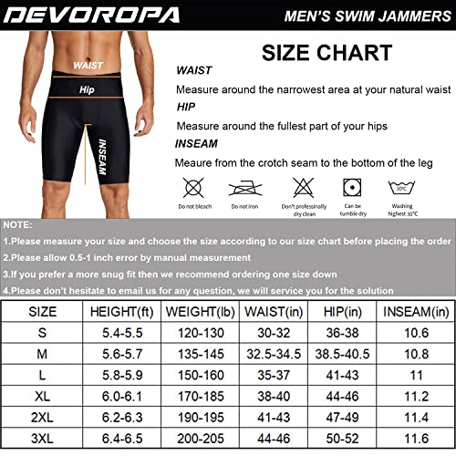 DEVOROPA Men's Swim Jammers Athletic Swimwear Racing Training Swimsuit UPF 50+ Swimming Lap Shorts Quick Dry Bathing Suit Black/Red XL