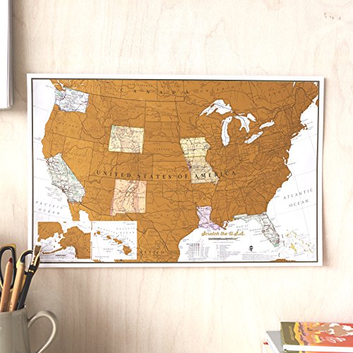 Maps International Scratch Off Map of The World Poster + USA Scratch Print - 17(h) x 22(w) inches, Scratch USA Map - 11(h) x 17(w) inches