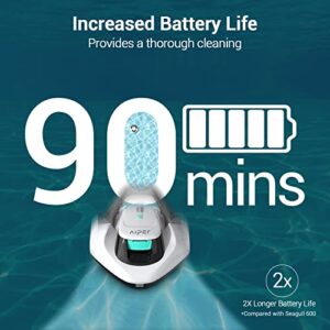 AIPER Cordless Robotic Pool Cleaner, Pool Vacuum with Dual-Drive Motors, Self-Parking Technology, Lightweight, Perfect for Above-Ground/In-Ground Flat Pools up to 40 Feet (Lasts 90 Mins)