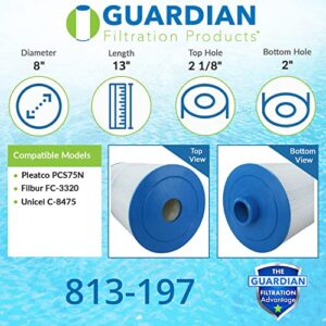 Guardian Filtration Products - Spa Filter Replacement for Pleatco PCS75N, Unicel C-8475, FC-3320, Coleman, Maax Spas, California Cooperage | Made in The USA | Premium Spa Cartridge Filter | 813-197