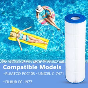 PELLUCID PCC105-PAK4 Pool Filter Compatible with Pleatco, Pentair CCP420, 178584, Unicel C-7471, 817-0106, Filbur FC-1977, Easy to Clean and Reuse, Advanced Filtration System for Long Life, 4 Pack