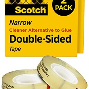 Scotch Double Sided Tape, 1/2 in x 1296 in, 2 Boxes/Pack (665-2P12-36)