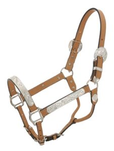 tough 1 royal king silver show horse halter, light oil