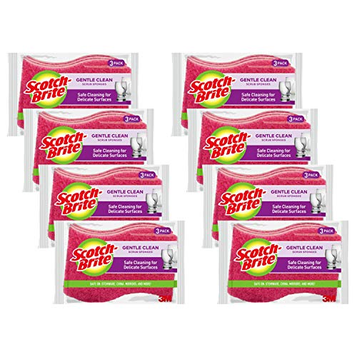 Scotch-Brite Brite Delicate Sponge, 3 Count (Pack of 8), Multi-Color