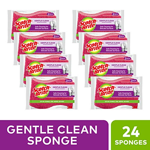 Scotch-Brite Brite Delicate Sponge, 3 Count (Pack of 8), Multi-Color