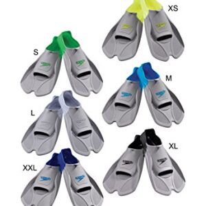 Speedo Unisex Swim Training Fins Biofuse , Grey/Blue, M - Men's Shoe size 7-8 | Women's Shoe size 8-9