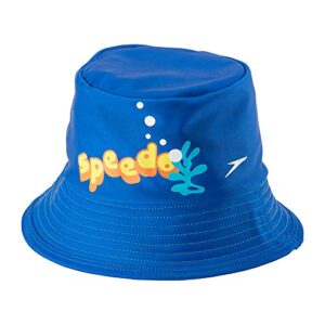 speedo unisex-child uv bucket hat begin to swim upf 50 , electric blue, large-x-large