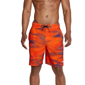 speedo men’s standard swim trunk knee length boardshort bondi printed, 20″ slice spicy orange, x-large