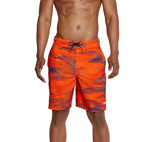 Speedo Men's Standard Swim Trunk Knee Length Boardshort Bondi Printed, 20" Slice Spicy Orange, X-Large