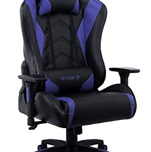 STAPLES Emerge Vartan Bonded Leather Gaming Chair, Black/Blue, 2/Pack (53242V-Ccvs)