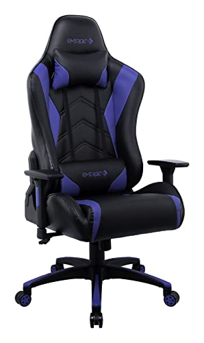 STAPLES Emerge Vartan Bonded Leather Gaming Chair, Black/Blue, 2/Pack (53242V-Ccvs)