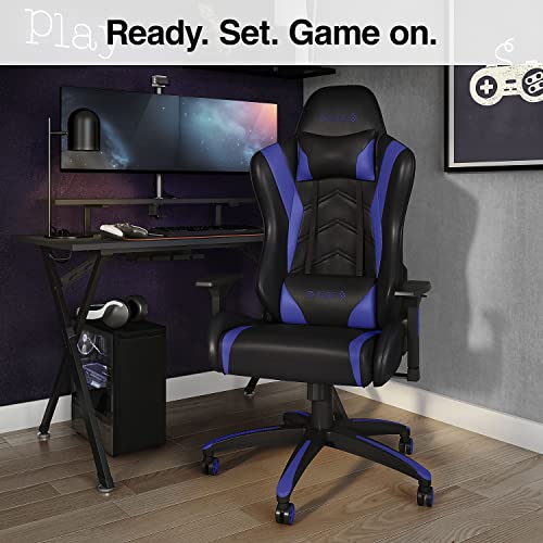 STAPLES Emerge Vartan Bonded Leather Gaming Chair, Black/Blue, 2/Pack (53242V-Ccvs)