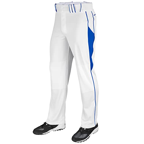 CHAMPRO boys Champro Youth Triple Crown Open Bottom Baseball Pant w Geometric Side Insert, White,royal, Large US