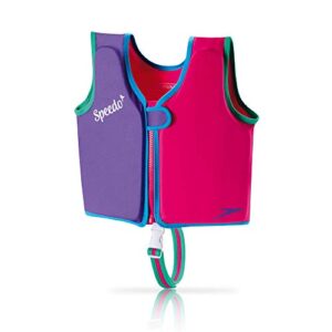 speedo unisex-child swim flotation classic life vest begin to swim upf 50,berry/grape,medium