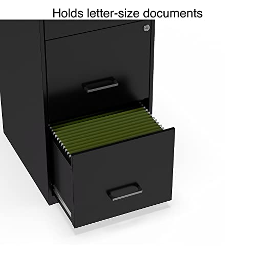 STAPLES 2806770 3-Drawer Vertical File Cabinet Locking Letter Black 18-Inch D (52151)