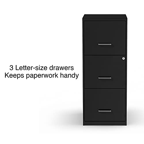 STAPLES 2806770 3-Drawer Vertical File Cabinet Locking Letter Black 18-Inch D (52151)