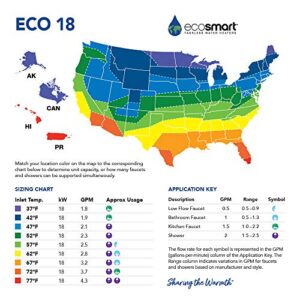 EcoSmart ECO 18 Electric Tankless Water Heater, 18 KW at 240 Volts with Patented Self Modulating Technology