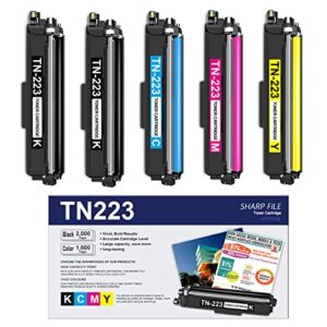 hiyota compatible tn-223bk tn-223c tn-223m tn-223y toner cartridge replacement for brother tn223 mfc-l3770cdw hl-3210cw dcp-l3510cdw printer toner – (5-pack, 2bk+1c+1m+1y)