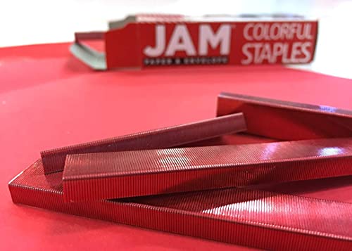 JAM PAPER Standard Size Colorful Staples - Ruby Red - 5000/box