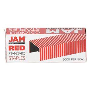 JAM PAPER Standard Size Colorful Staples - Ruby Red - 5000/box