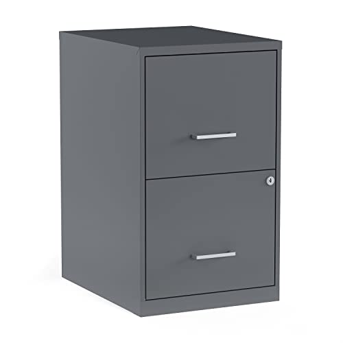 STAPLES 2 Drawer Vertical File Cabinet, Locking, Letter, Graphite, 18-Inch D, 2/Pack (St52143-Ccvs)