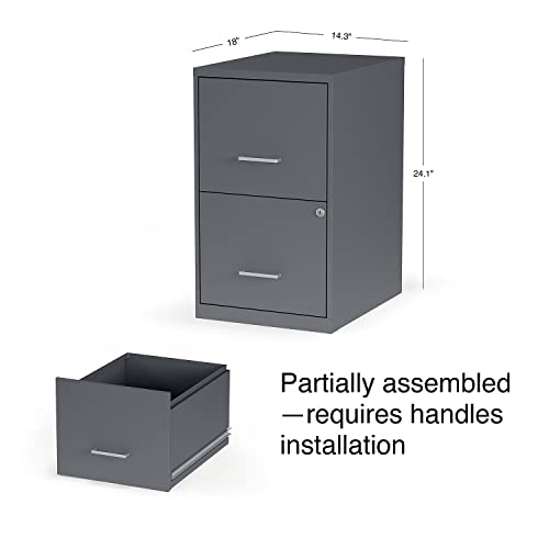 STAPLES 2 Drawer Vertical File Cabinet, Locking, Letter, Graphite, 18-Inch D, 2/Pack (St52143-Ccvs)