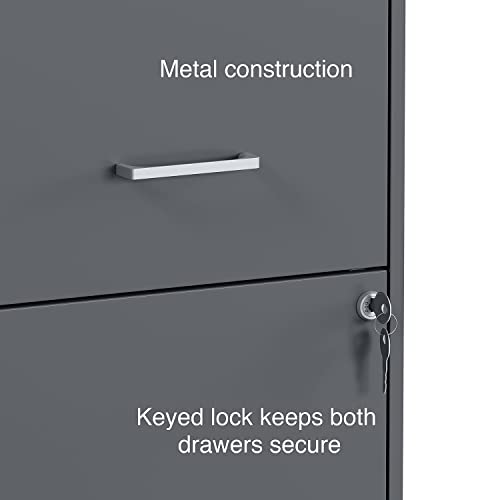 STAPLES 2 Drawer Vertical File Cabinet, Locking, Letter, Graphite, 18-Inch D, 2/Pack (St52143-Ccvs)