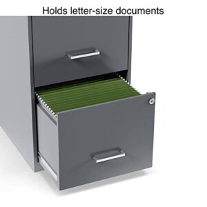 STAPLES 2 Drawer Vertical File Cabinet, Locking, Letter, Graphite, 18-Inch D, 2/Pack (St52143-Ccvs)